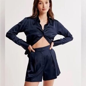 Abercrombie & Fitch Black High Rise Satin Shorts